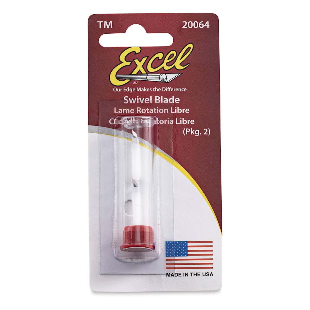 Open in modal - Excel Blades Swivel Blade - Front of package of 2 No.64 replacement blades in storage tube