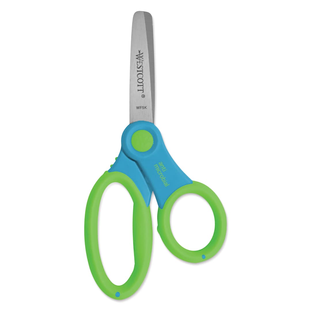 Open in modal - Westcott Anti-Microbial Protection Soft Handle Kids Scissors - 5", Blunt green and blue option