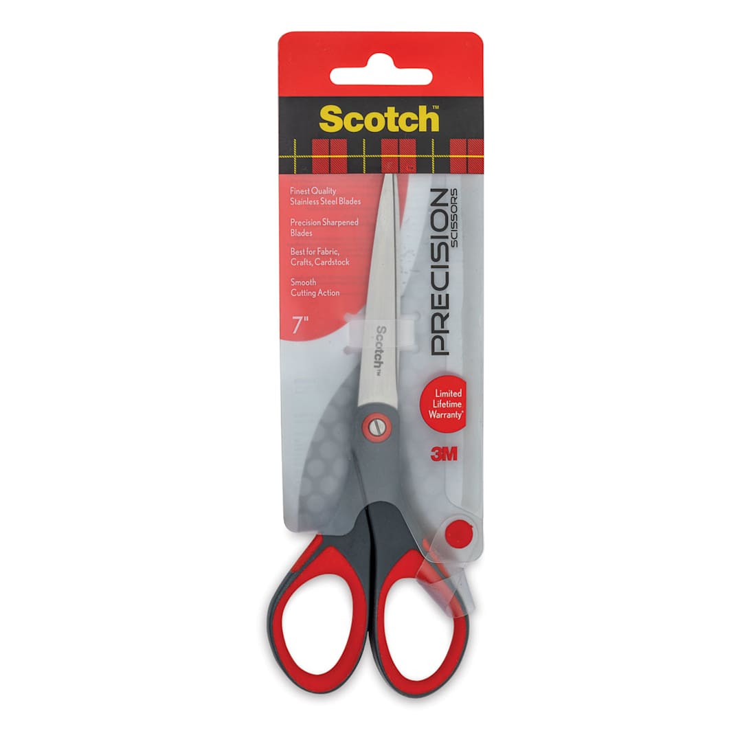 Open in modal - Scotch Precision Scissors, 7", Stainless Steel, In Package, Front