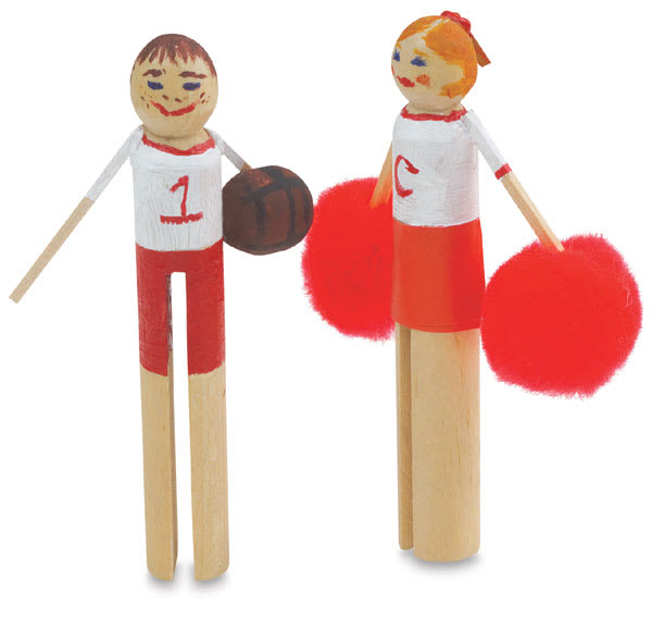 Open in modal - Creativity Street Doll Pins - 2 Doll Pins decorated as Cheerleaders
