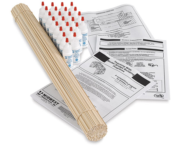Open in modal - Midwest Products Bridge Building Class Packs - Components of 24 pc Class Pack shown