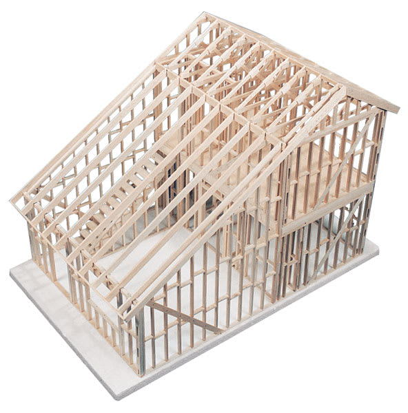 Open in modal - Two-Story Townhouse Kit - Completed framed Townhouse shown at angle