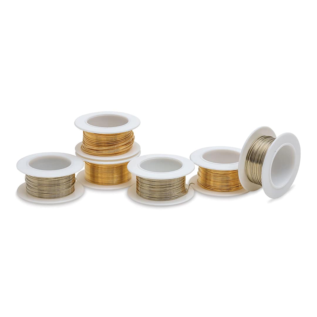 Open in modal - Colored Copper Wire Pack - 24 Gauge x 15 ft, Gold and Silver, Set of 6