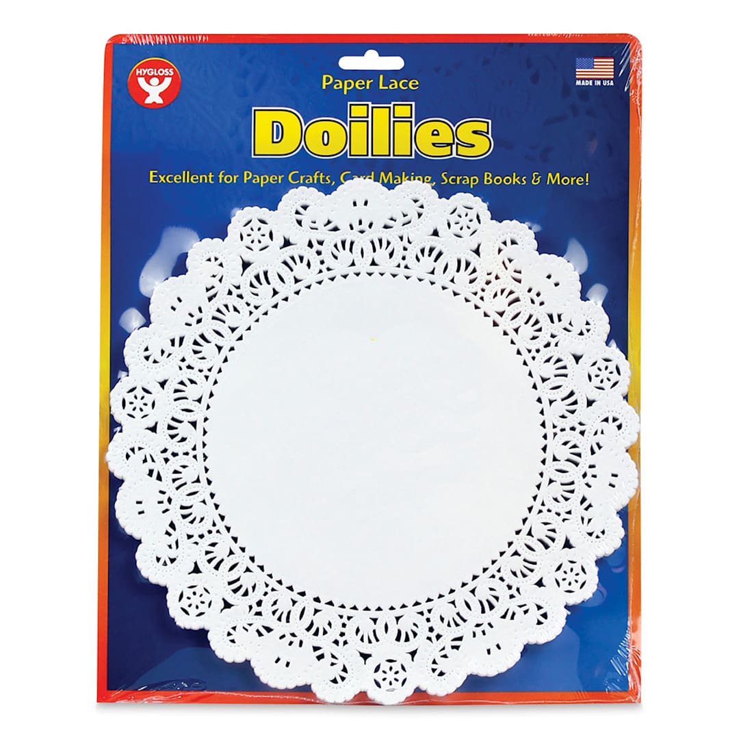 Open in modal - Hygloss Paper Doilies - White, Round, 8", Pkg of 100 - front of packaging