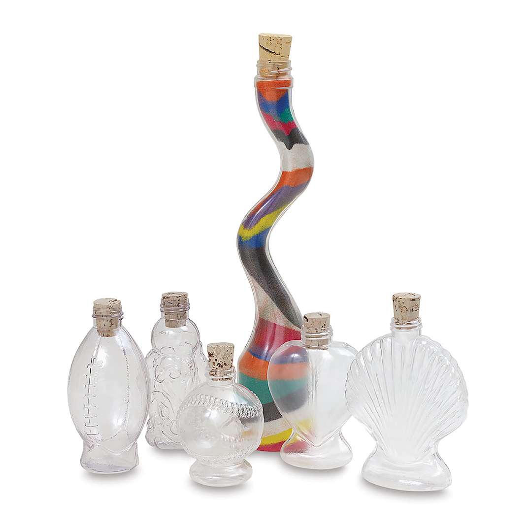 Open in modal - Sand Art Bottles - Large Bottle Assortment, Pkg of 6 - with tallest bottle full of colorful sand (not included)