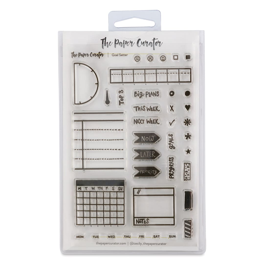 Open in modal - The Paper Curator Clear Stamp Set - Goal Setter, front of package