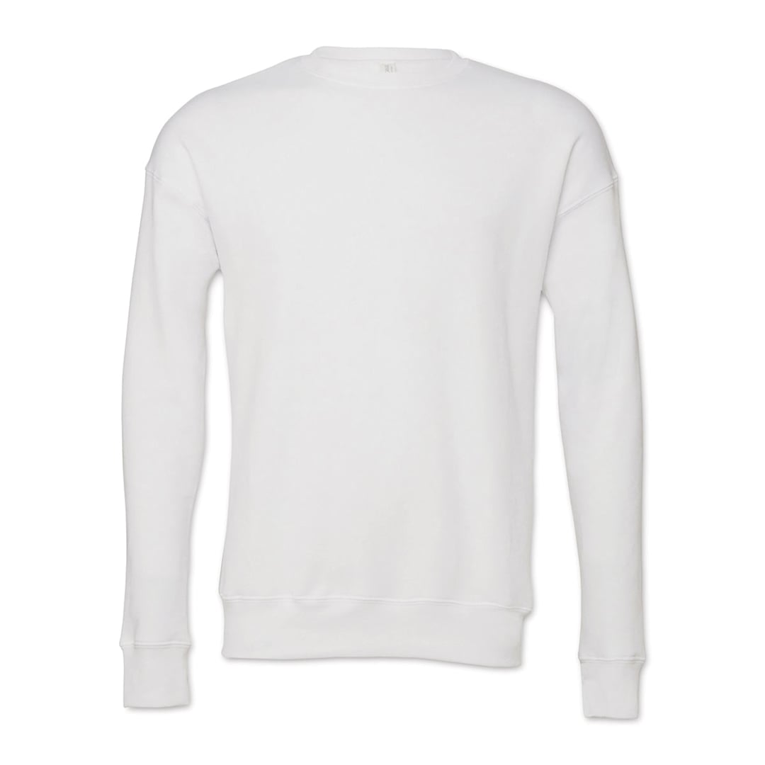 Open in modal - Bella + Canvas Unisex Sponge Fleece Drop Shoulder Sweatshirt - White, X-Small - front