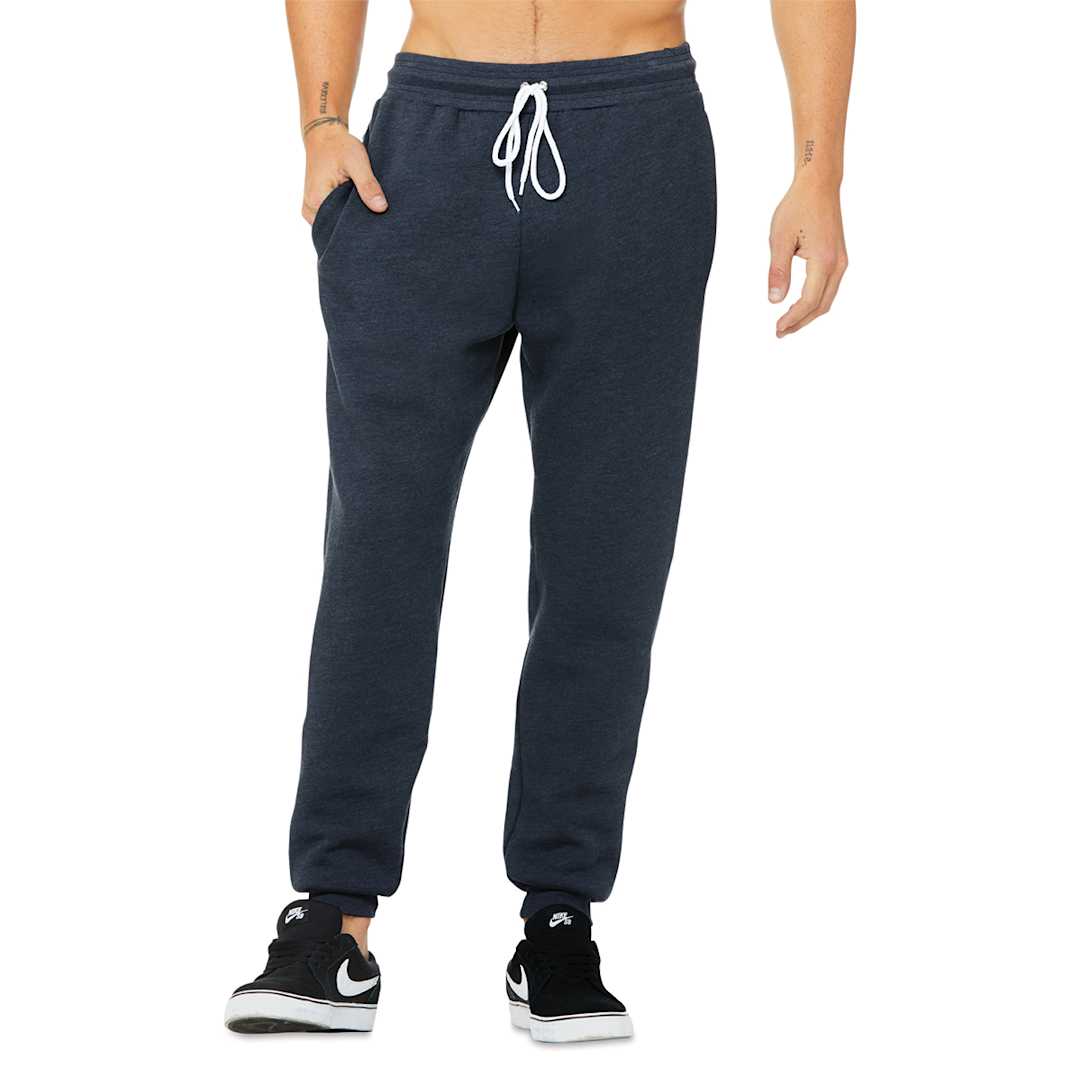 Open in modal - Bella Canvas Unisex Jogger Sweatpants - Navy Heather, Small - on person, front