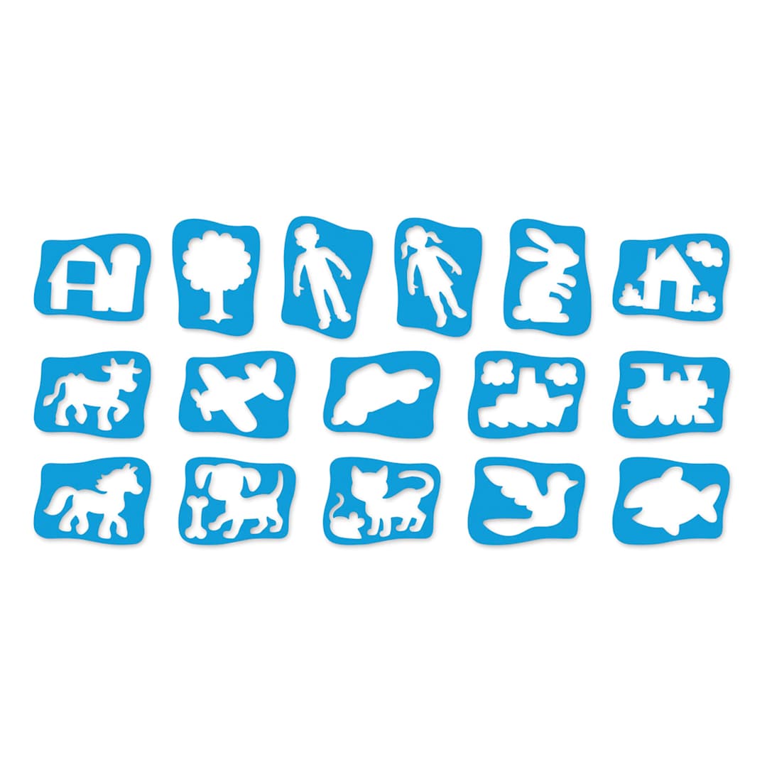 Open in modal - Roylco Child's First Stencils - Set of 16 shown in rows