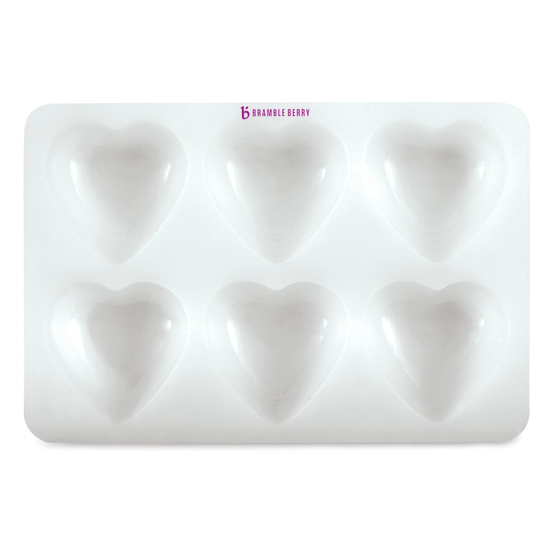 Open in modal - Bramble Berry Silicone Mold - Top view of 6 Heart Silicone Mold