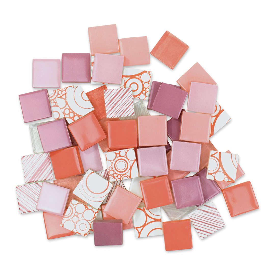 Open in modal - Mosaic Mercantile Patchwork Tiles - Pink/Coral, 1 lb