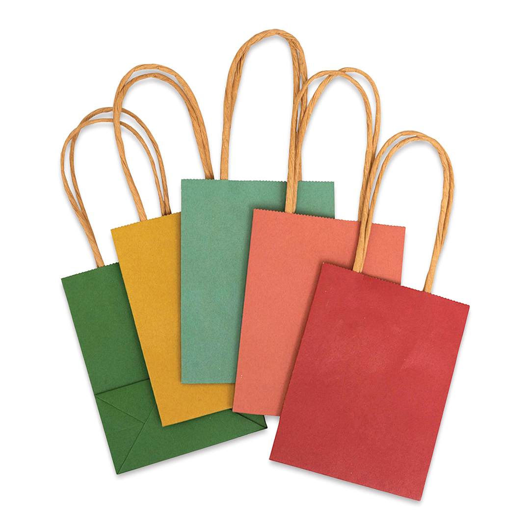 Open in modal - American Crafts Fancy That Kraft Bags - Brights, Mini, Package of 5, 5"H x 3-7/8"W x 2"D (Bags flat, Assorted colors)
