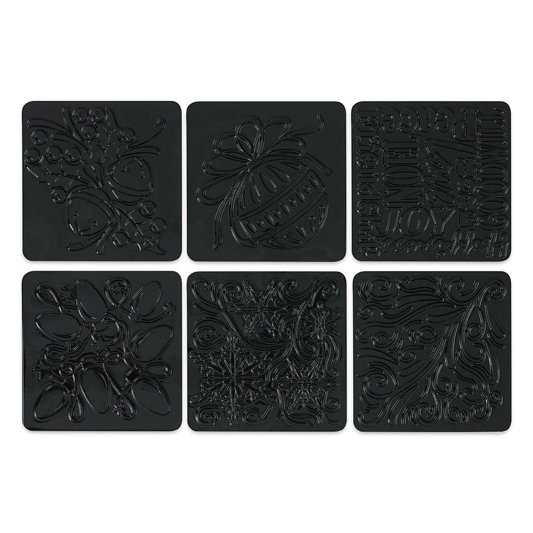Open in modal - Cedar Canyon Rubbing Plates - Front view of 6 Holiday design plates