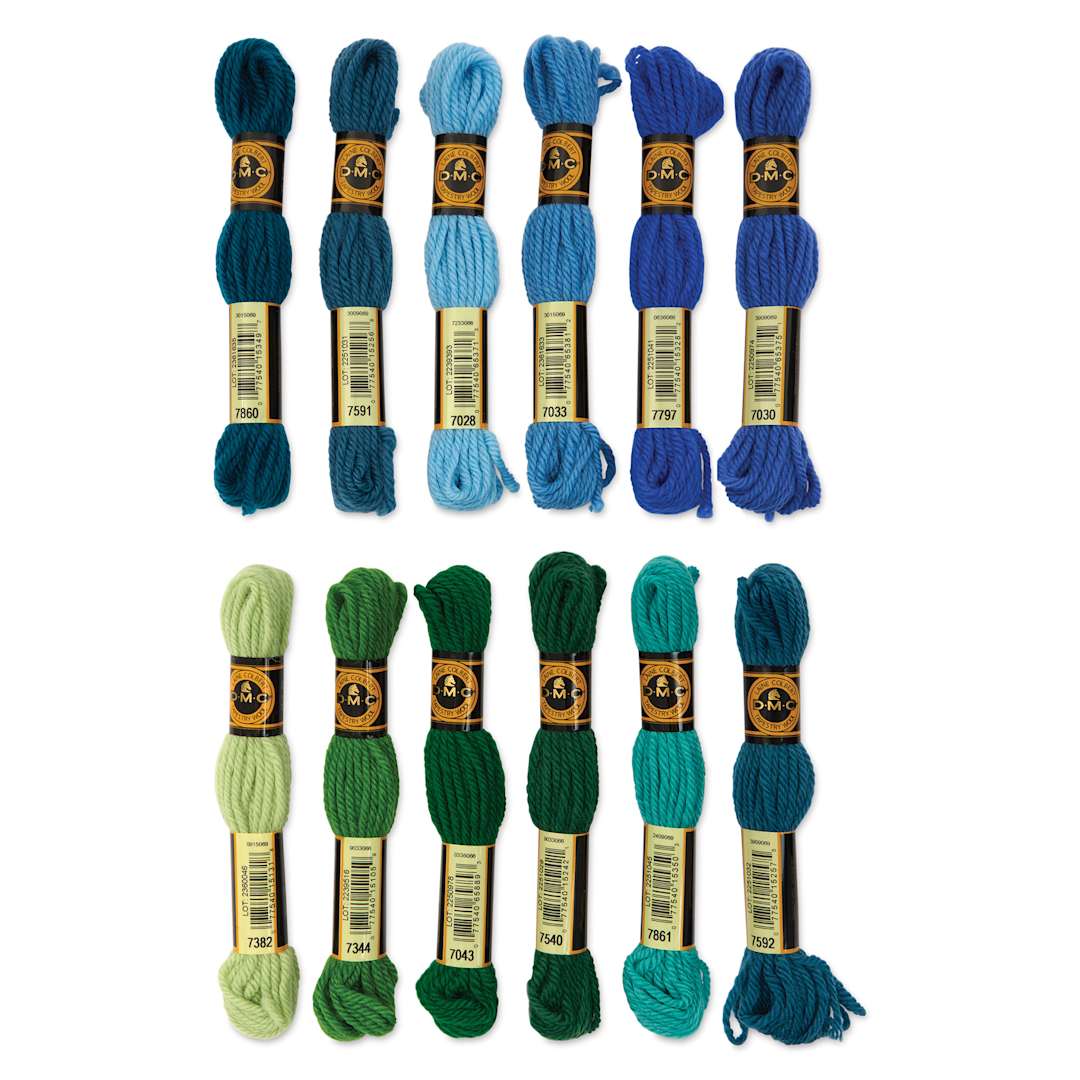 Open in modal - DMC Tapestry Wool - Ocean & Sky, 8 m, Set of 12