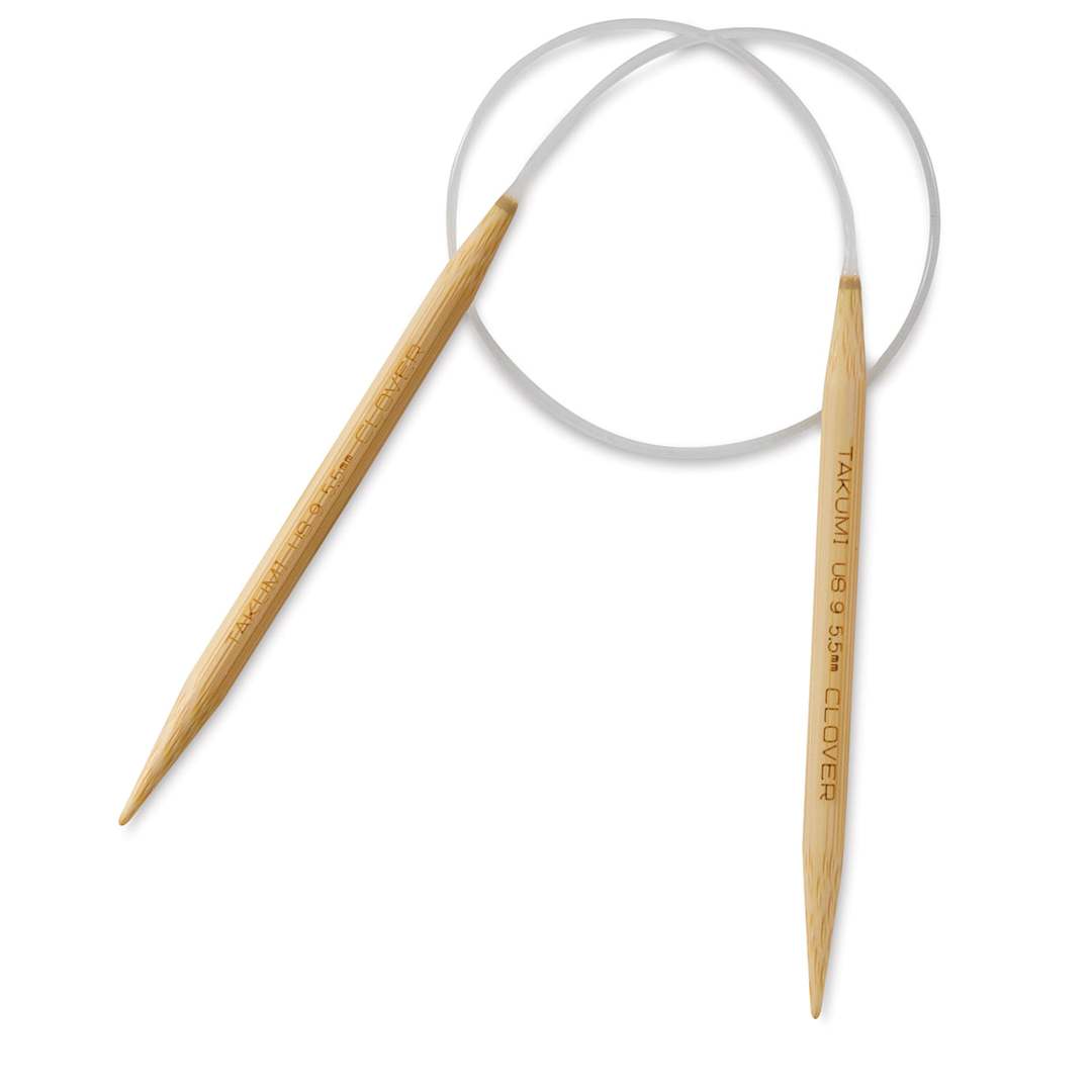 Open in modal - Clover Takumi Bamboo Circular Knitting Needles - Size 9 Needles, 16 inch length coiled