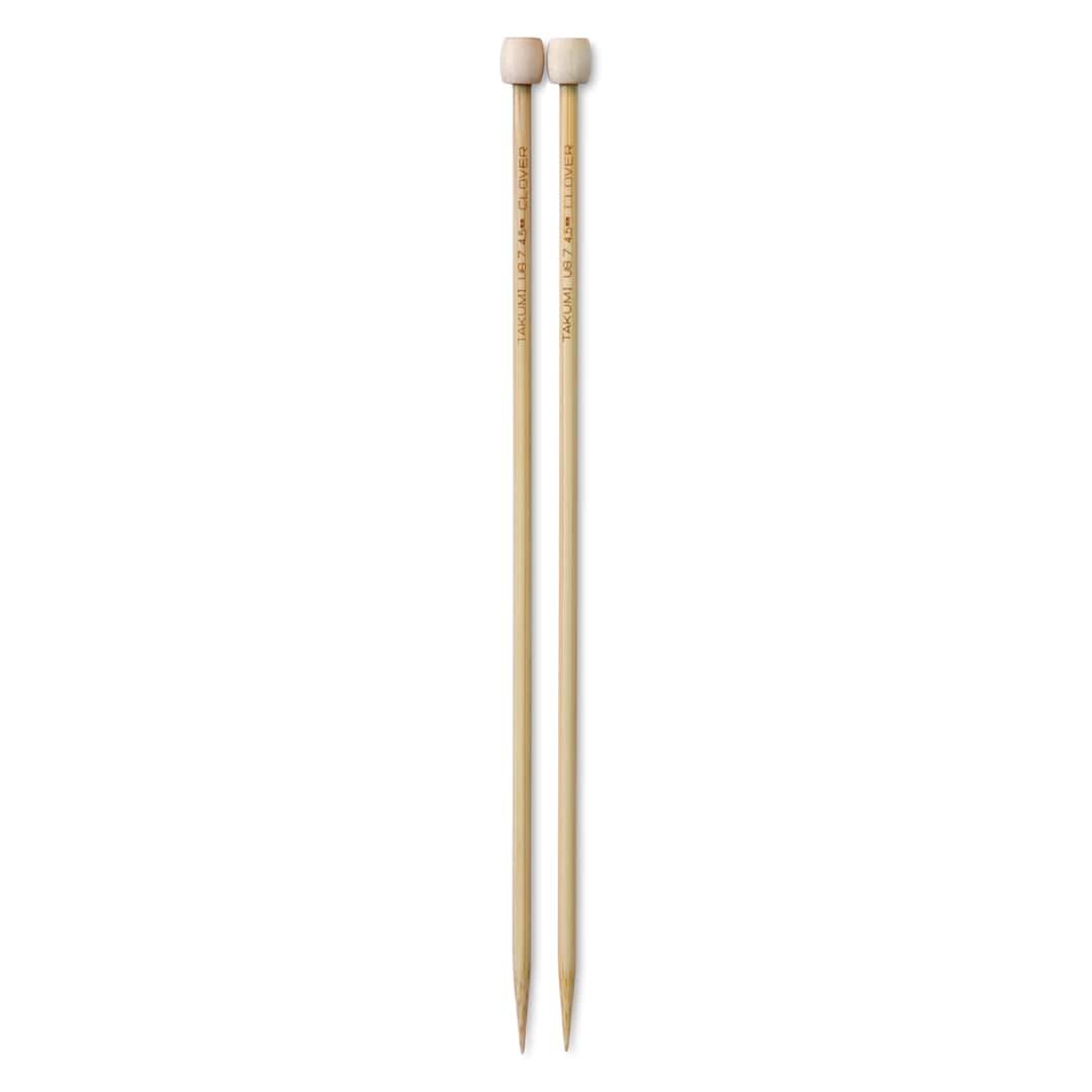 Open in modal - Clover Takumi Bamboo Straight Knitting Needles - Size 7, 9" Long