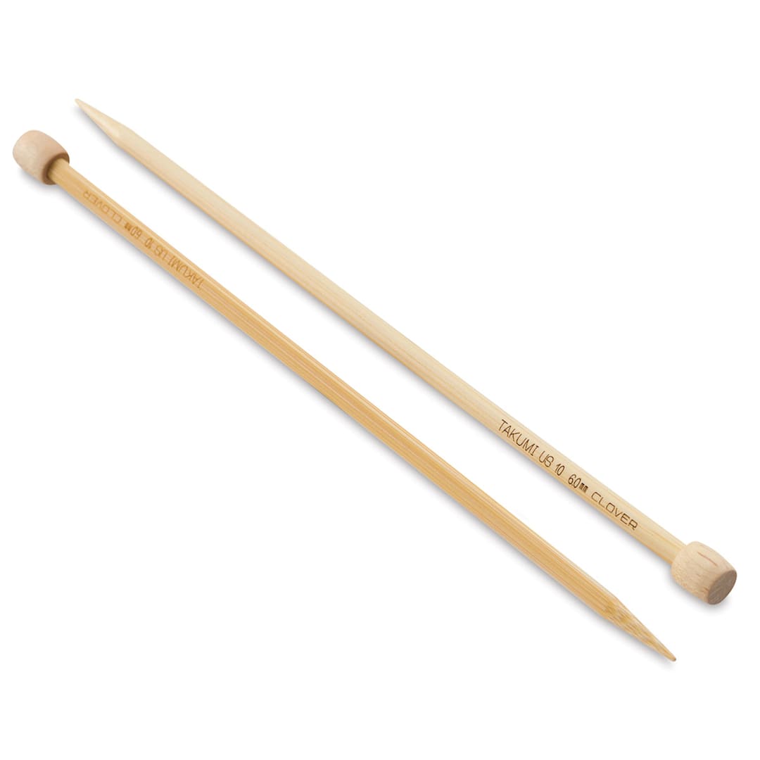 Open in modal - Clover Takumi Bamboo Straight Knitting Needles - Size 10, 9" Long