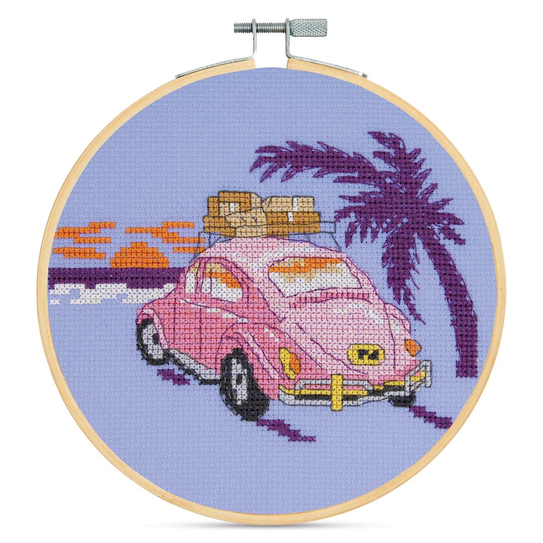 Open in modal - DMC Cross Stitch Kit - Pink Beetle, finished
