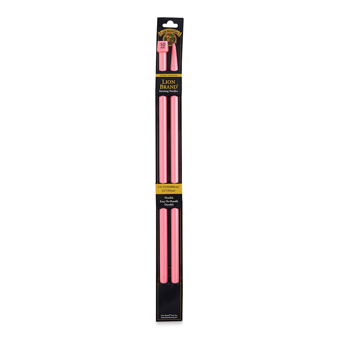 Open in modal - Lion Brand Single Point Knitting Needles - Size 15, 10 mm, Pkg of 2