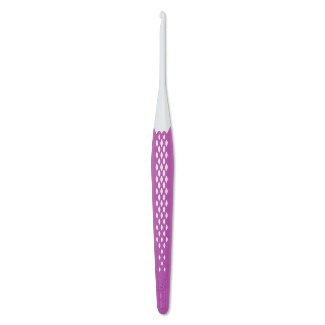 Open in modal - Prym Ergonomics Crochet Hook - C, hook in upright position outside of the packaging