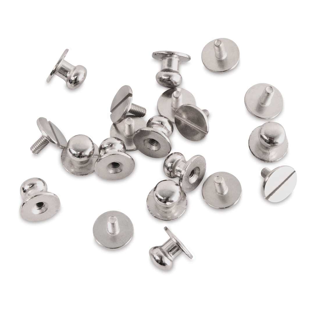 Open in modal - Realeather Button Studs - Both sides of Button studs shown scattered in pile
