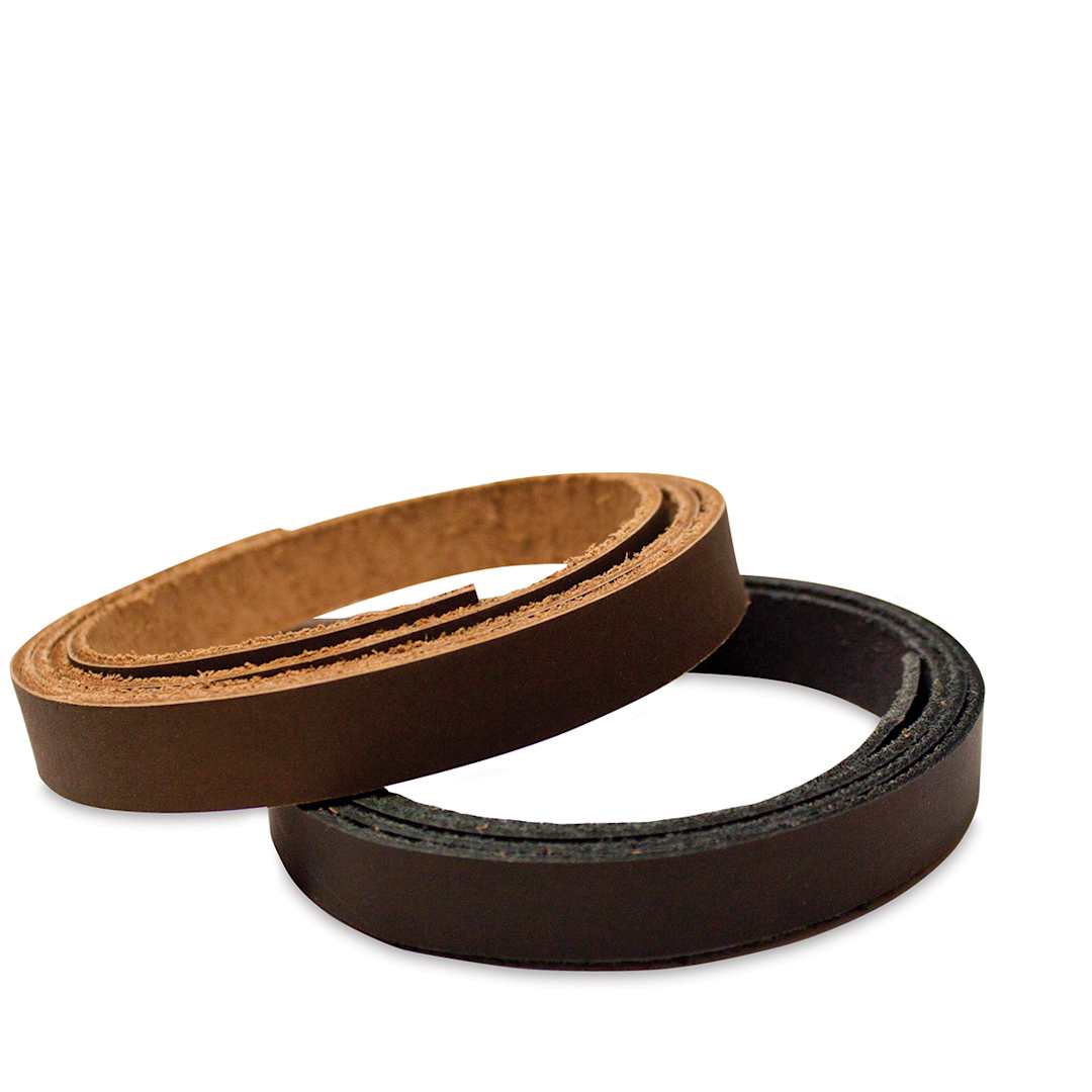 Open in modal - Realeather Leather Strips - Black and Brown rolls shown together
