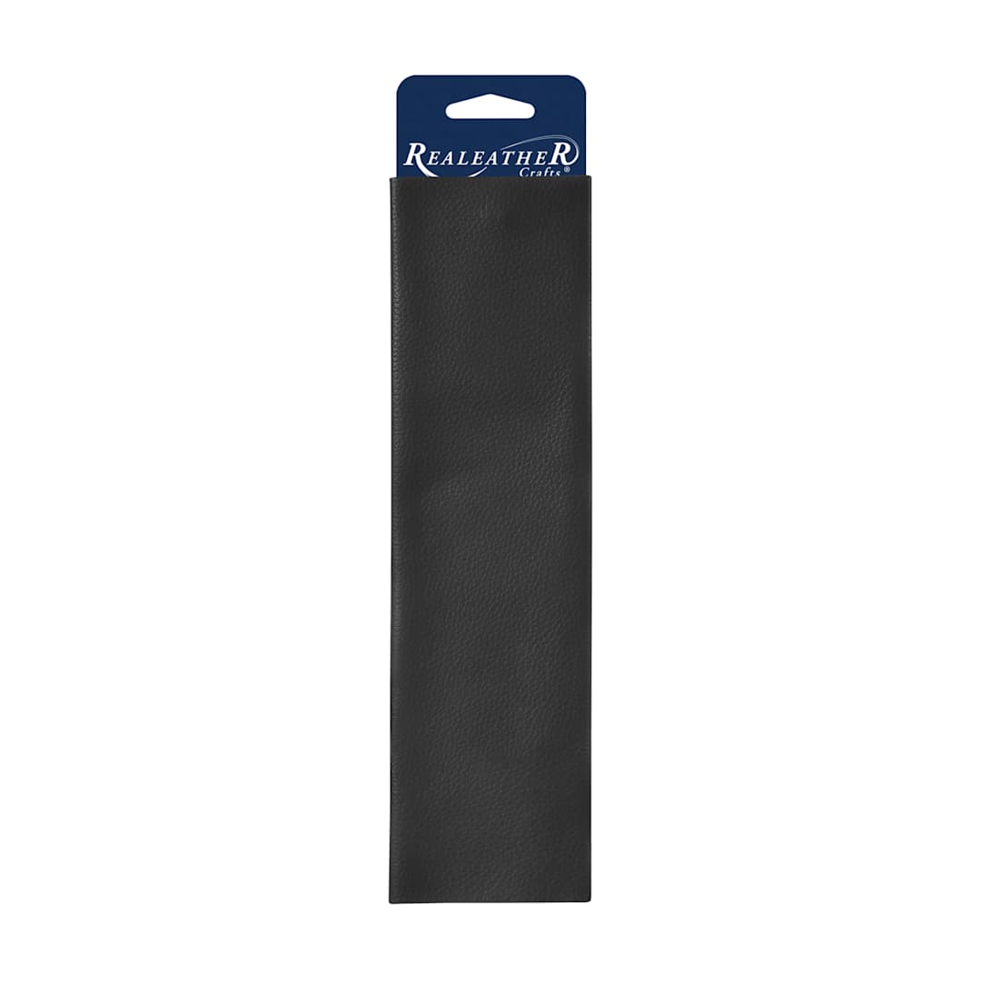 Open in modal - Realeather Deertan Leather Trim - Black, 11" x 8-1/2", packaging