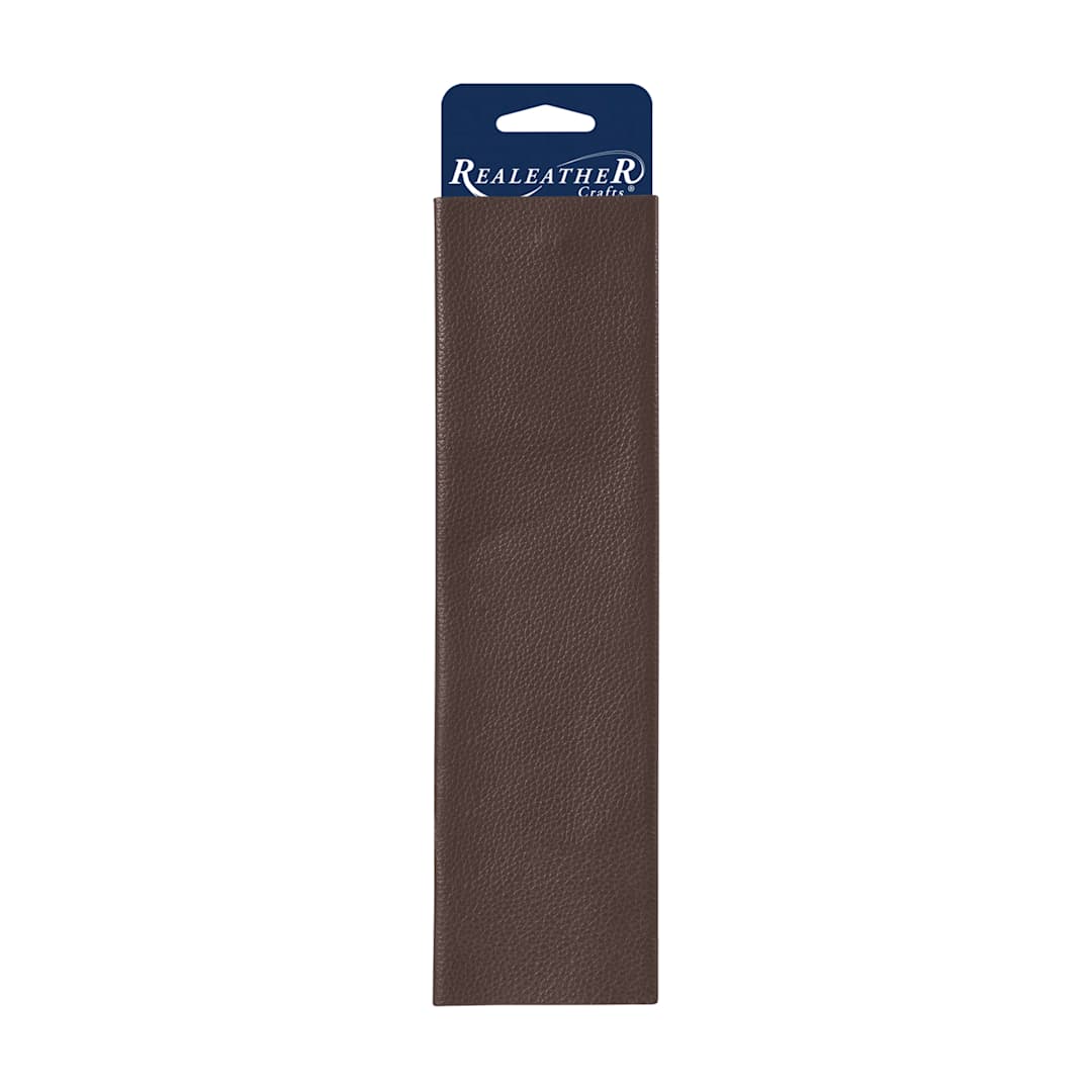 Open in modal - Realeather Deertan Leather Trim - Dark Brown, 11" x 8-1/2", packaging