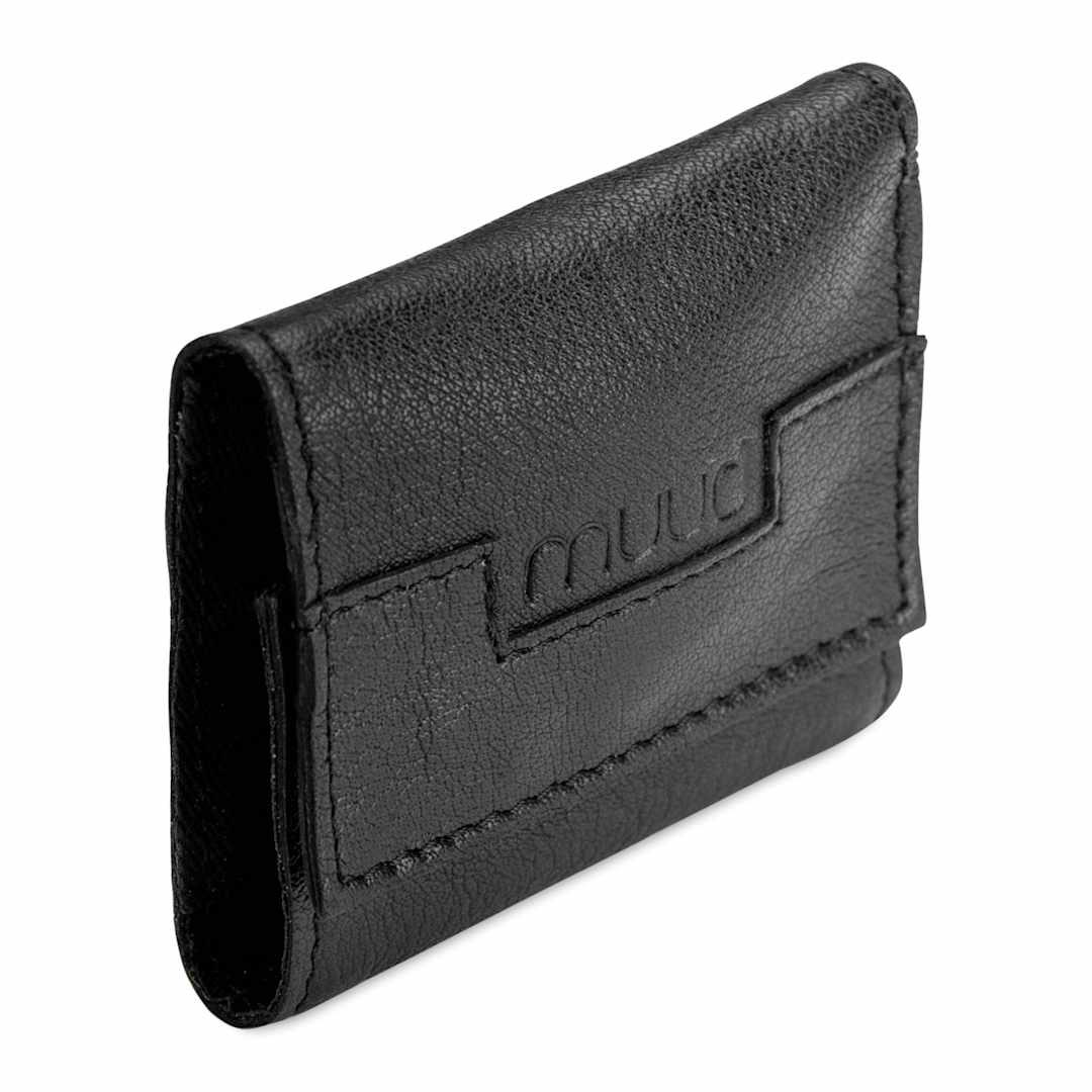Open in modal - Muud Carla Foldable Leather Sewing Needle Case - Black - front, angled