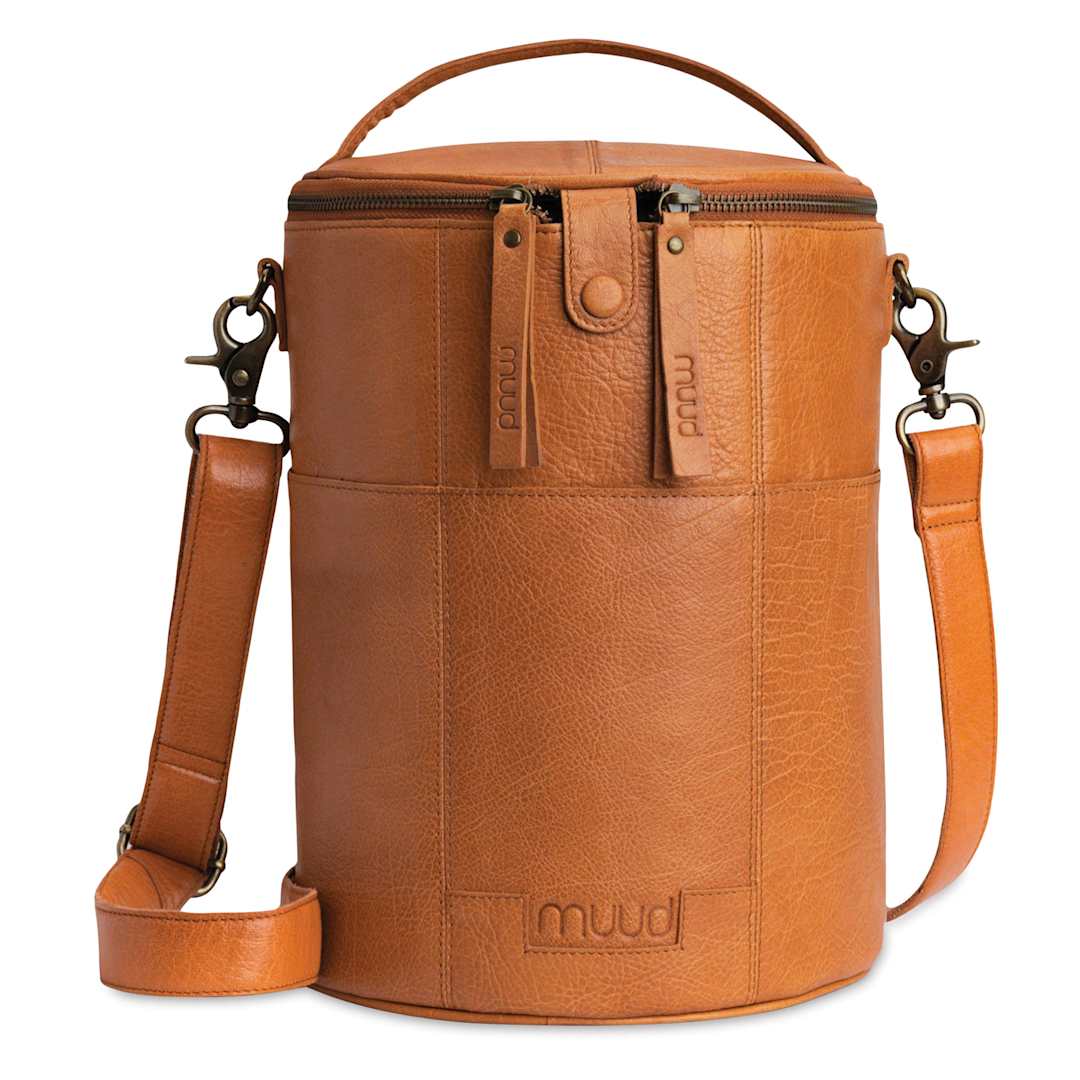Open in modal - Muud Saturn XL Leather Needlework Project Bag - Brown