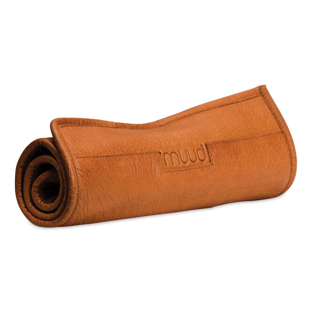 Open in modal - Muud Bea Roll-Up Leather Knitting Needle Case - Brown