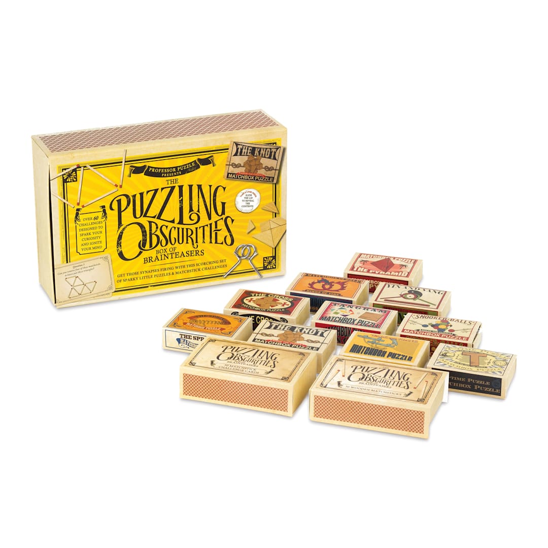 Open in modal - Professor Puzzle Box of Puzzling Obscurities Brainteaser Games (Puzzles in front of box)