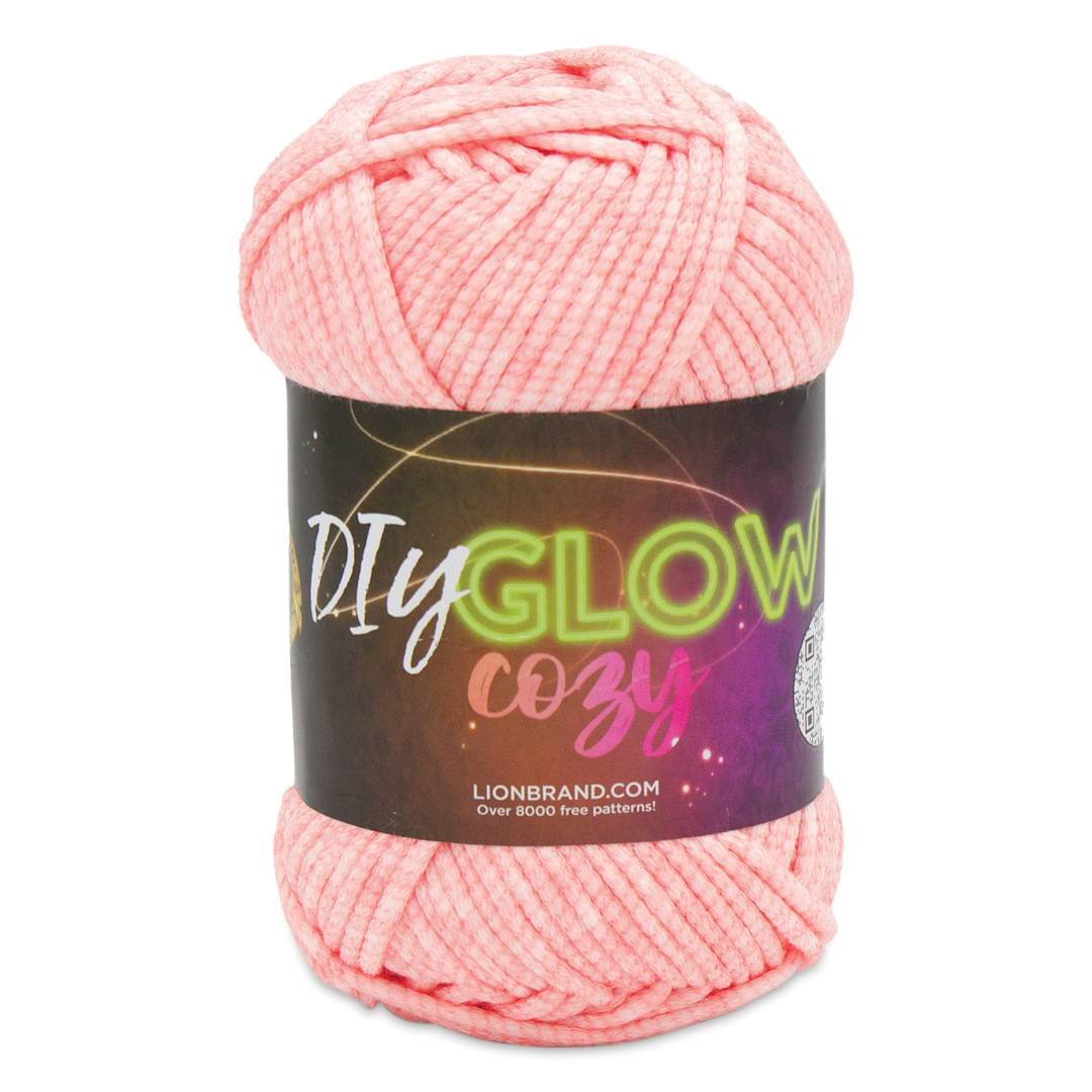 Open in modal - Lion Brand Glow Cozy Yarn - Pink, 79 yds