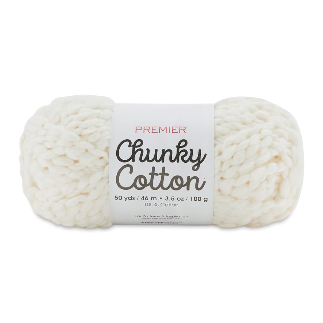 Open in modal - Premier Yarn Chunky Cotton Yarn - White, 50 yards