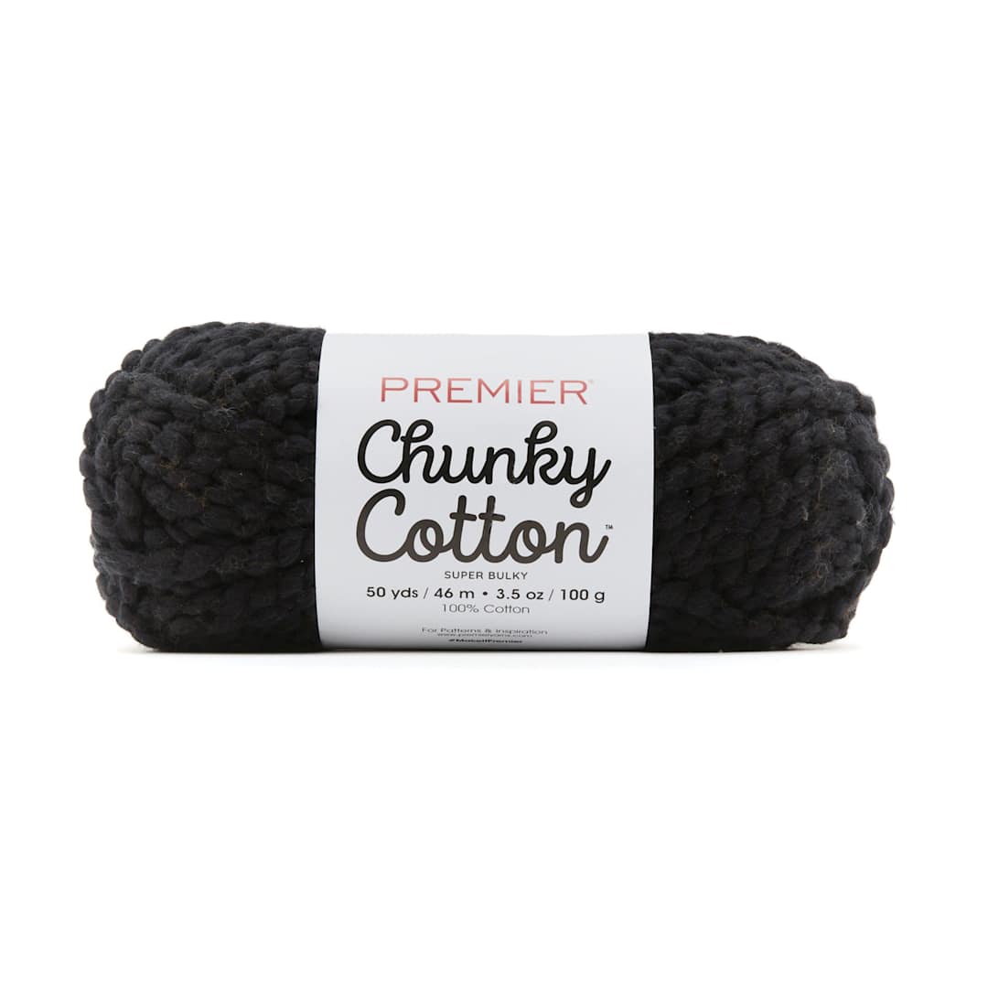 Open in modal - Premier Yarn Chunky Cotton Yarn - Black, 50 yards