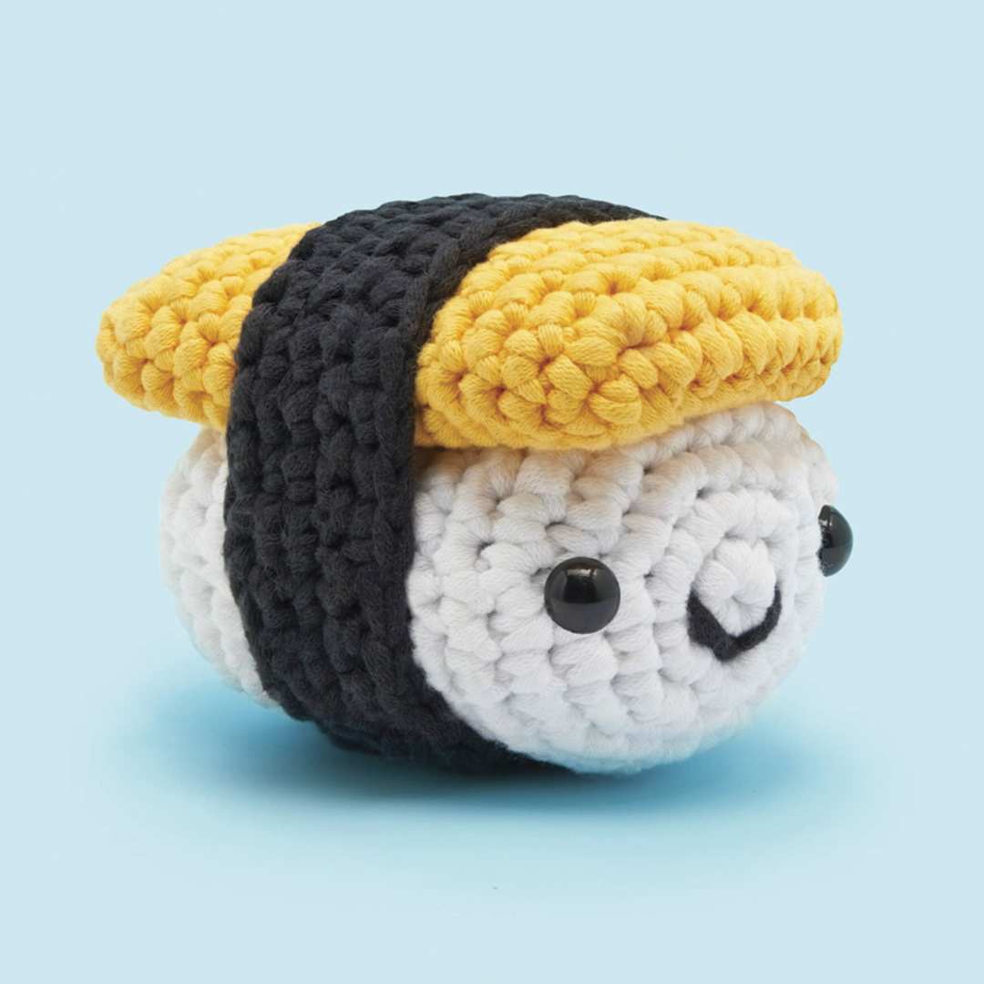 Open in modal - The Woobles Beginner Crochet Amigurumi Kit - Oishi the Sushi - finished example