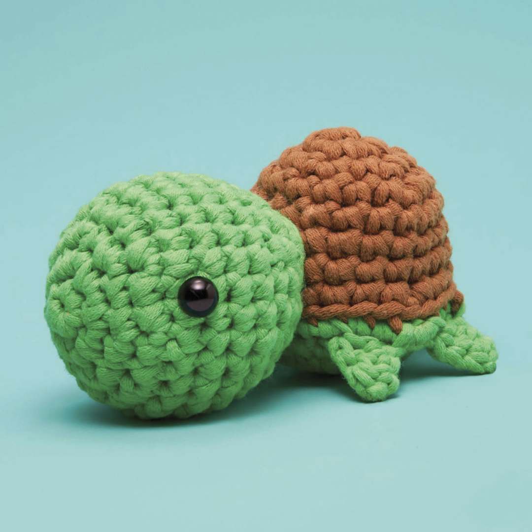Open in modal - The Woobles Beginner Crochet Amigurumi Kit - Emilio the Turtle - finished example