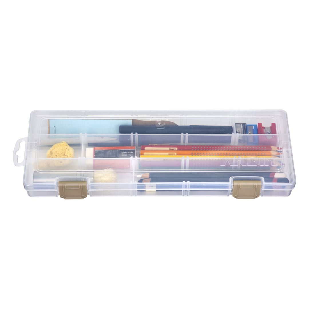 Open in modal - ArtBin Solutions Box - 12-1/2" x 5" x 1-1/2", filled with drawing supplies, supplies not included