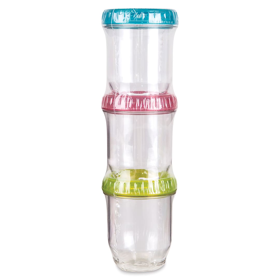 Open in modal - ArtBin Twisterz Interlocking Storage Containers - Front view of 3 Tall stacked containers
