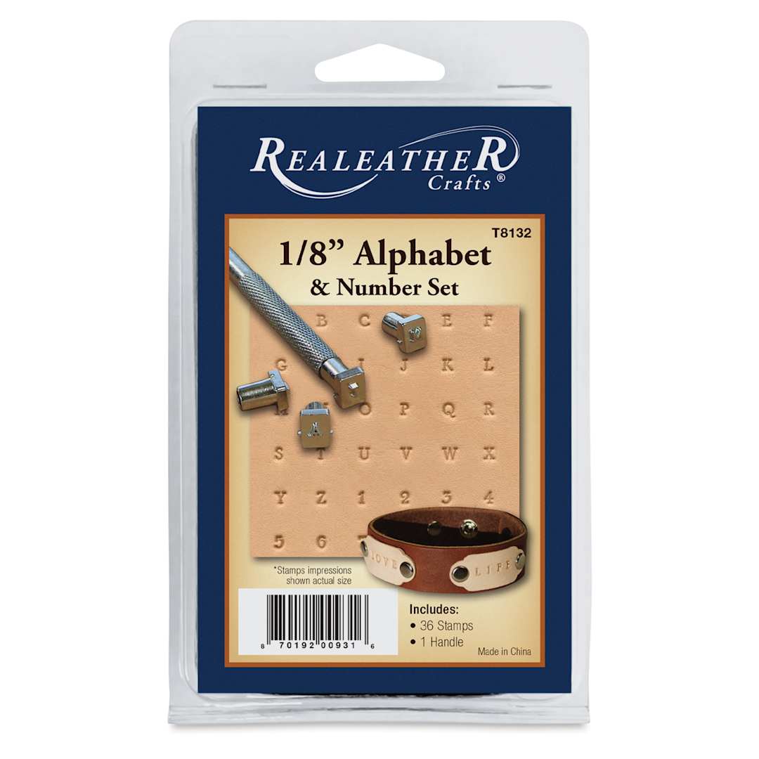 Open in modal - Realeather Leather Tooling Set - 1/8" Alphabet and Numbers, Set of 36