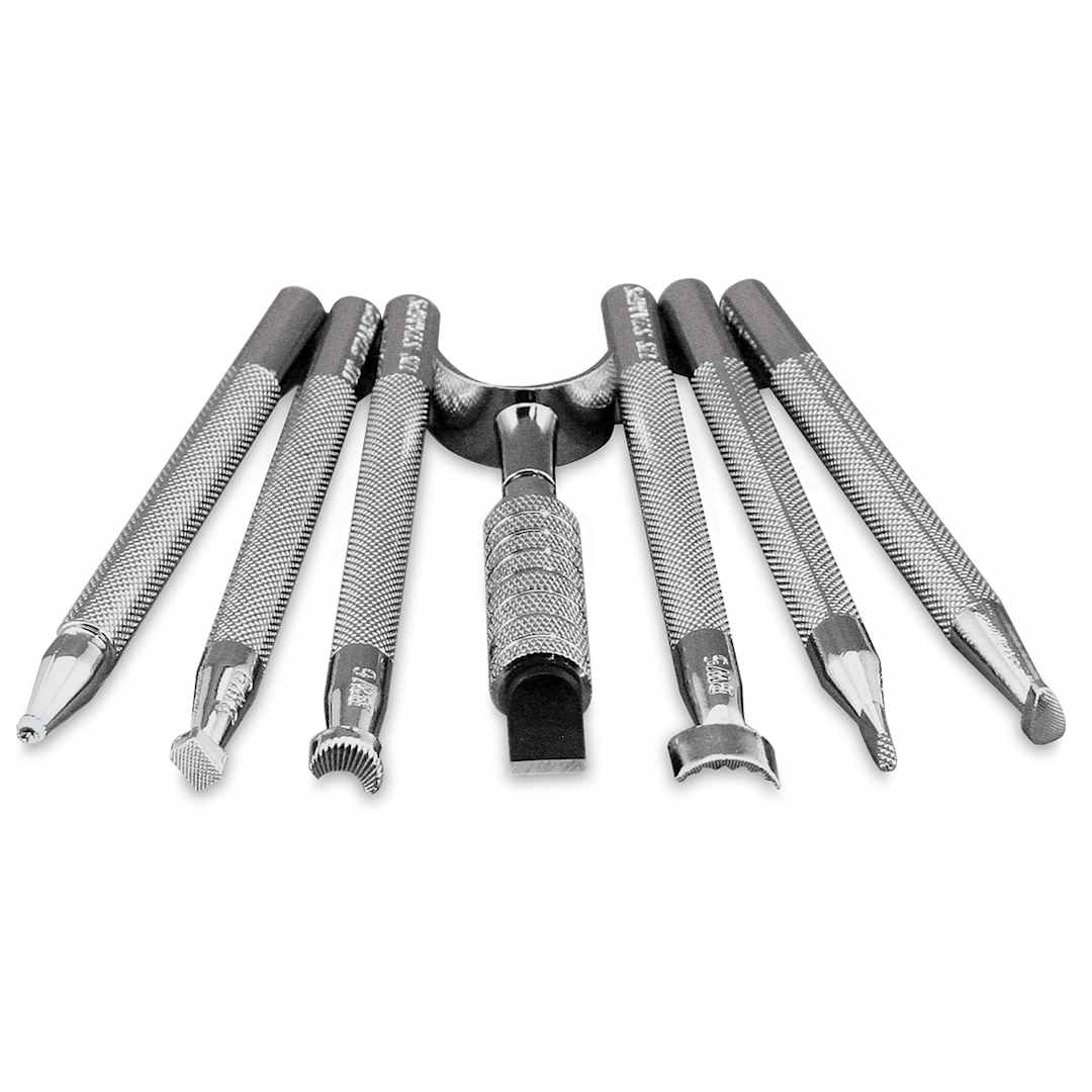 Open in modal - Realeather The Basics of Leather Tooling Set - shown in fan
