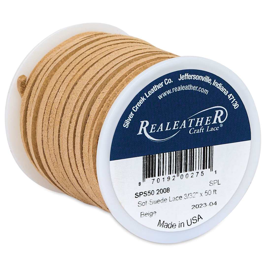 Open in modal - Realeather Suede Lace - 3/32" x 50 ft, Beige