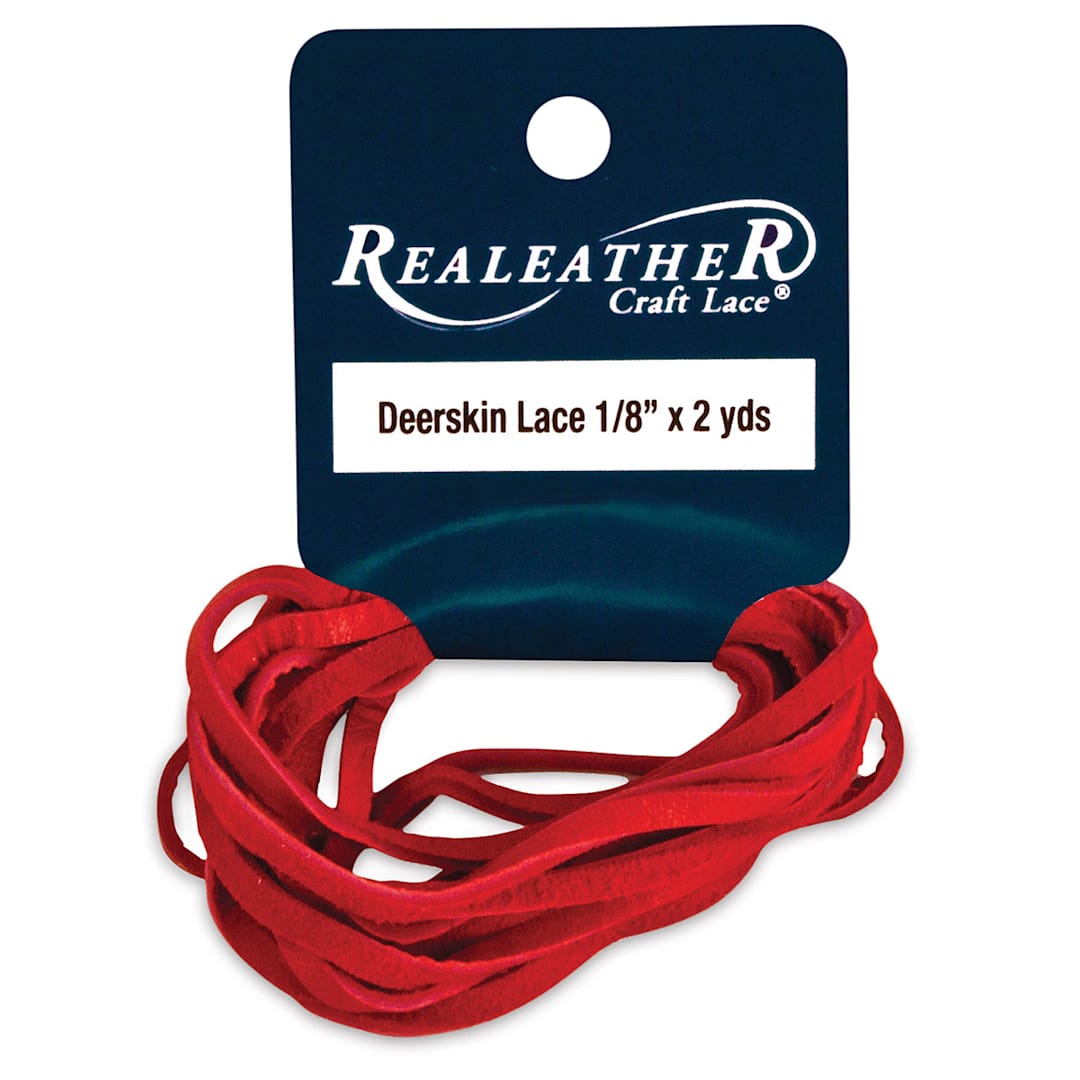 Open in modal - Realeather Deerskin Lace - 1/18" x 6 ft, Red