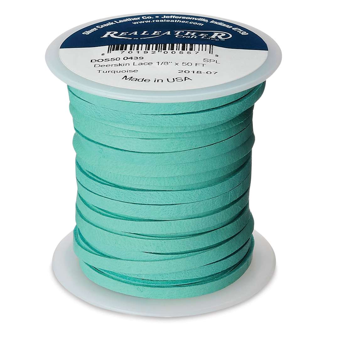 Open in modal - Realeather Deerskin Lace - 1/8" x 50 ft, Turquosie