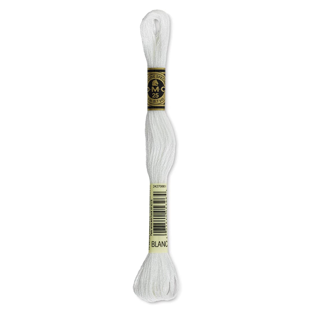 Open in modal - DMC Cotton Embroidery Floss - White, 8-3/4 yards (Front of label)