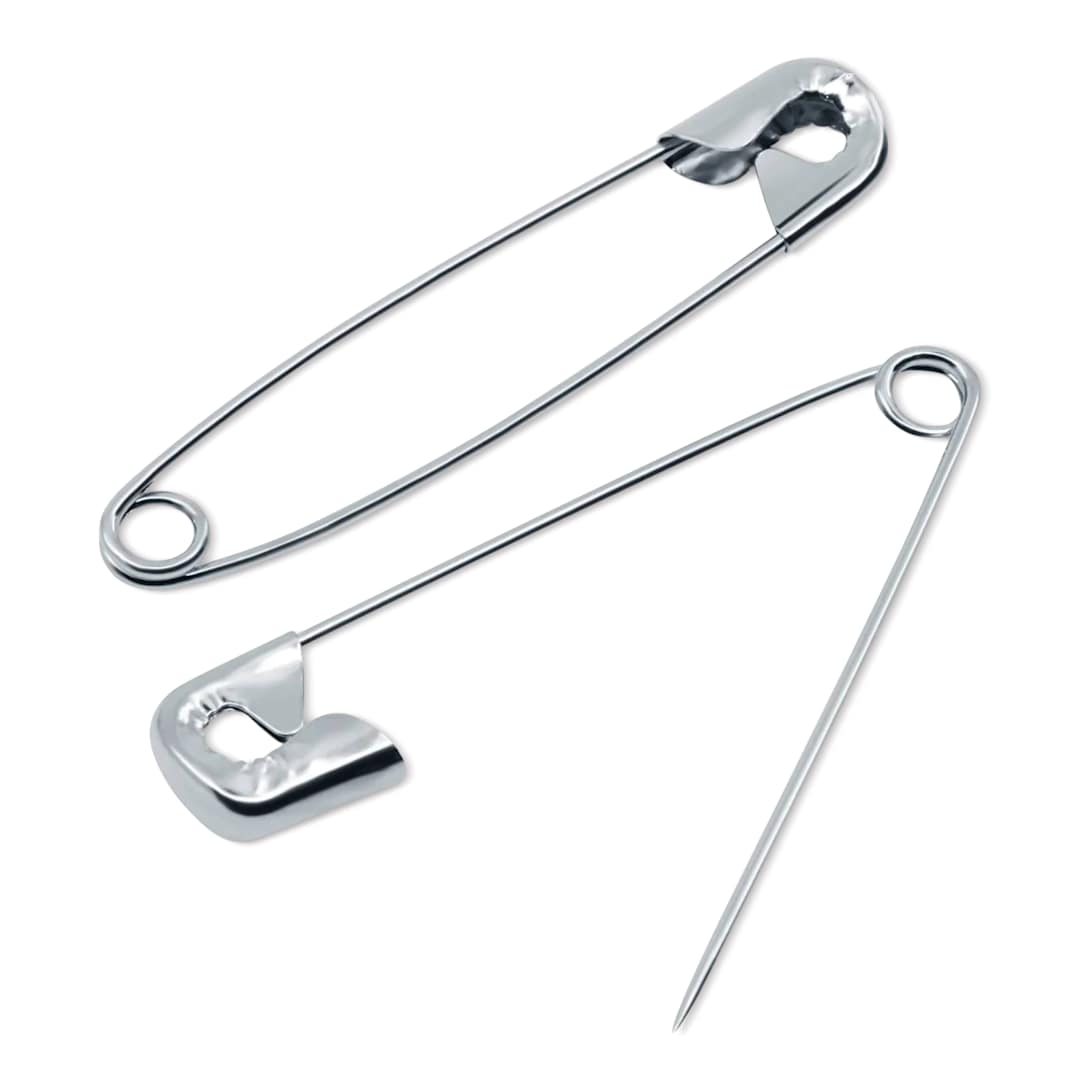 Open in modal - Dritz Safety Pins - Nickel, 2", Pkg of 40