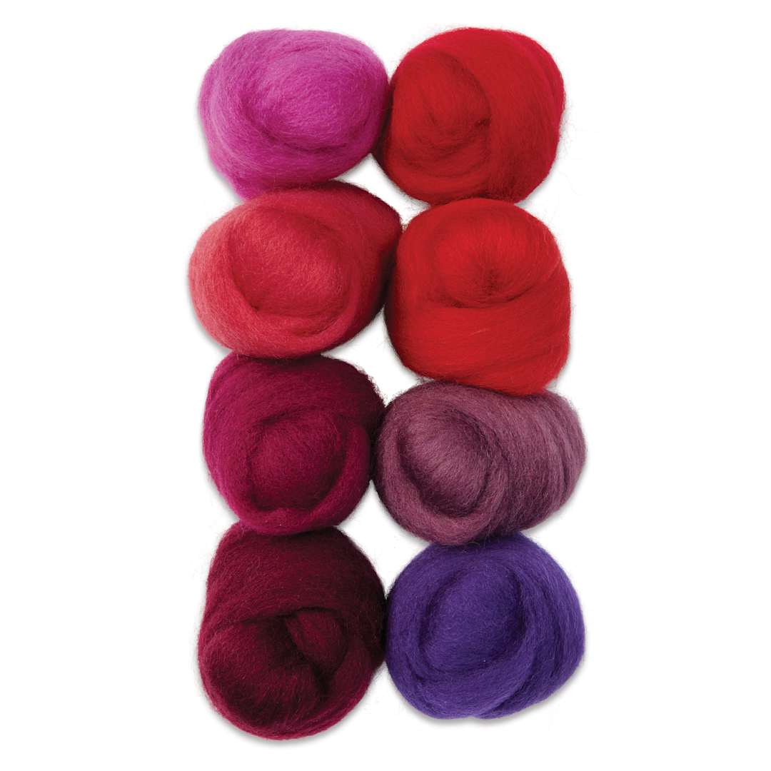 Open in modal - Wistyria Editions 100% Wool Roving - Berries, Pkg of 8