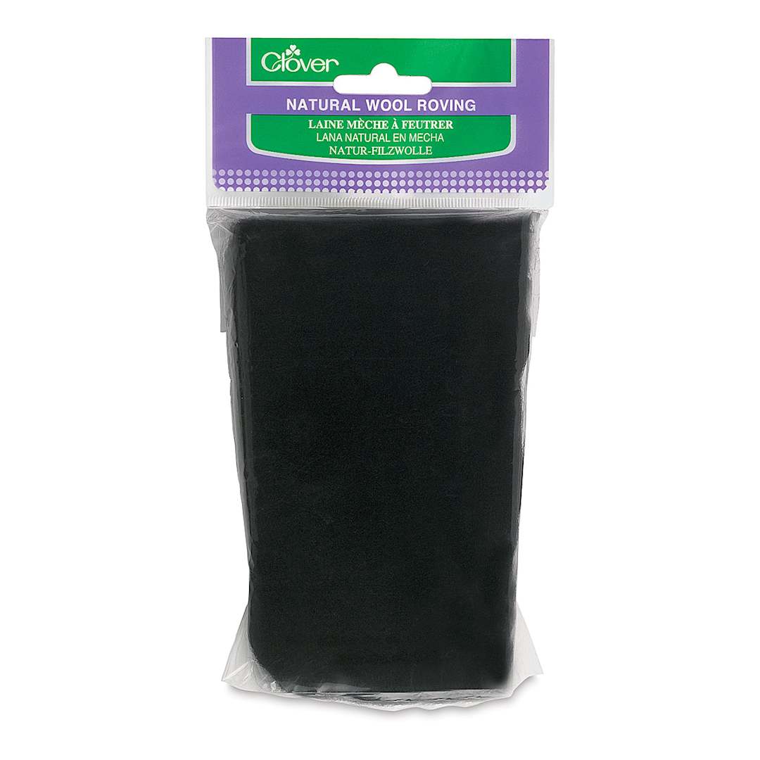 Open in modal - Clover Natural Wool Roving - Front of package of Black Color Roving