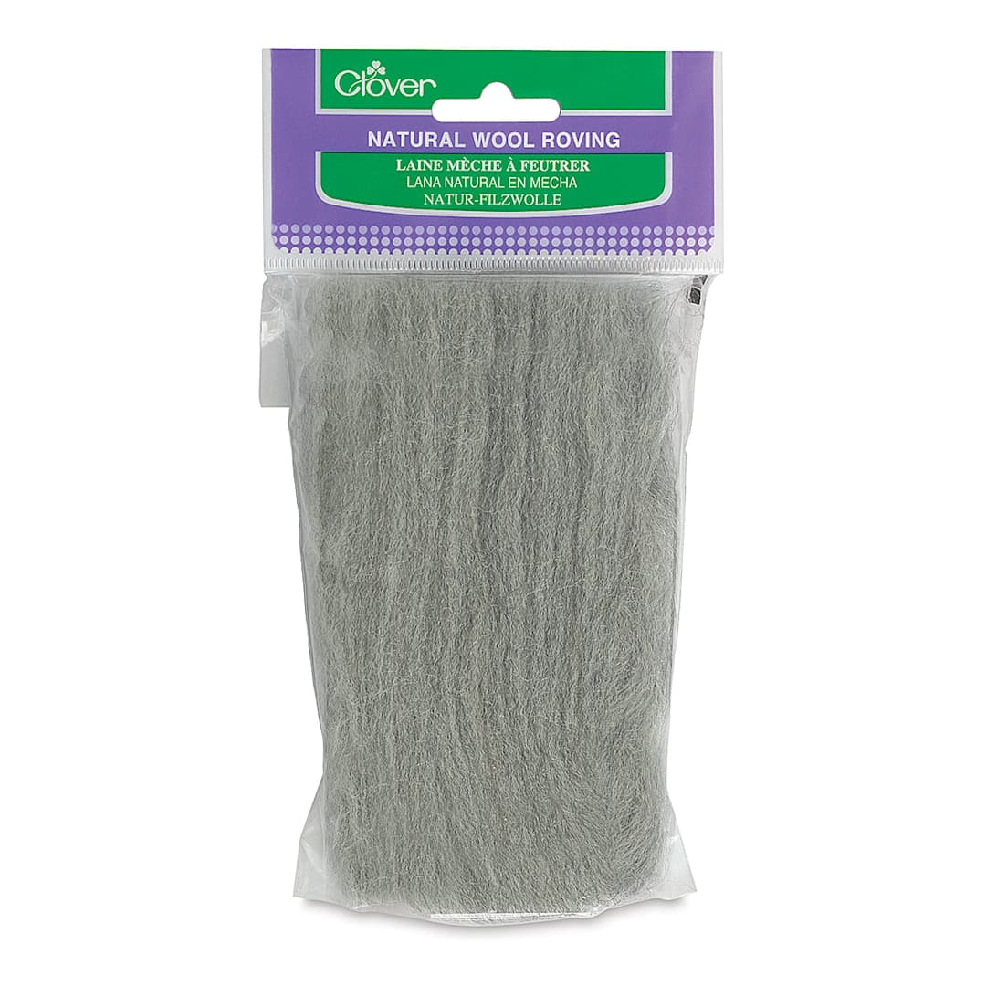 Open in modal - Clover Natural Wool Roving - Front of package of Ash Color Roving
