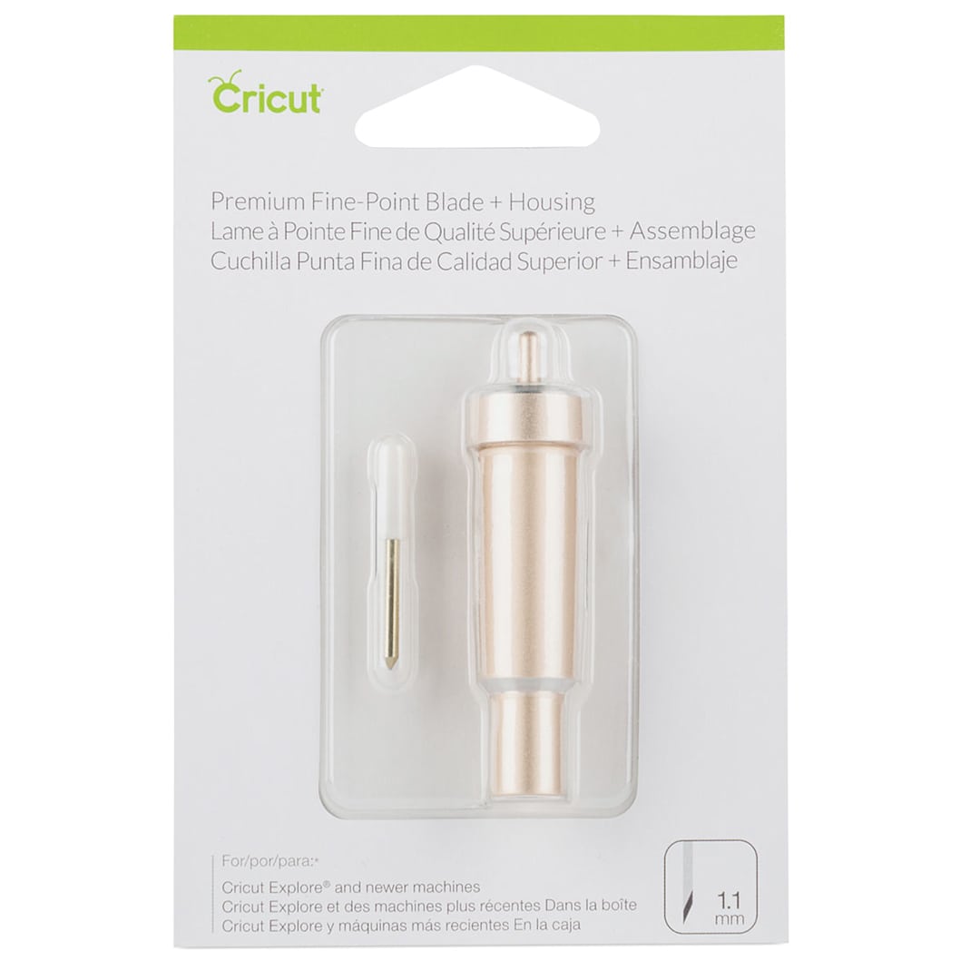 Open in modal - Cricut Blade - Front of blister package of Premium Fine Point Blade with Housing 